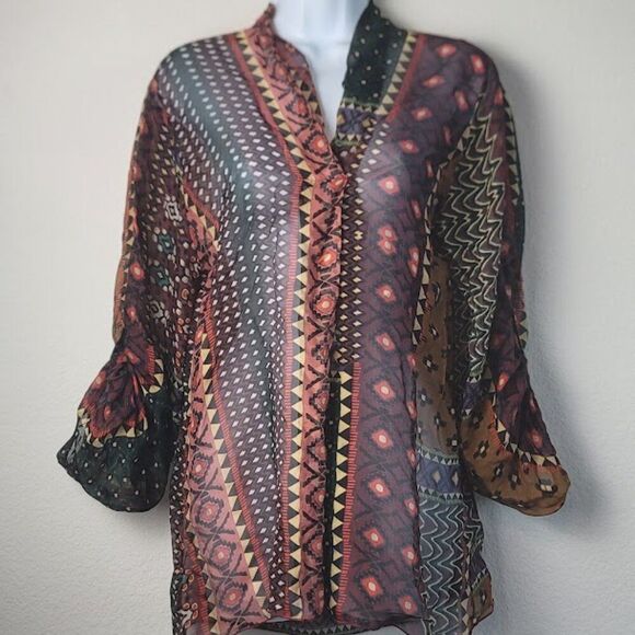 TEMPO PARIS Sheer Blouse - Picture 1 of 12